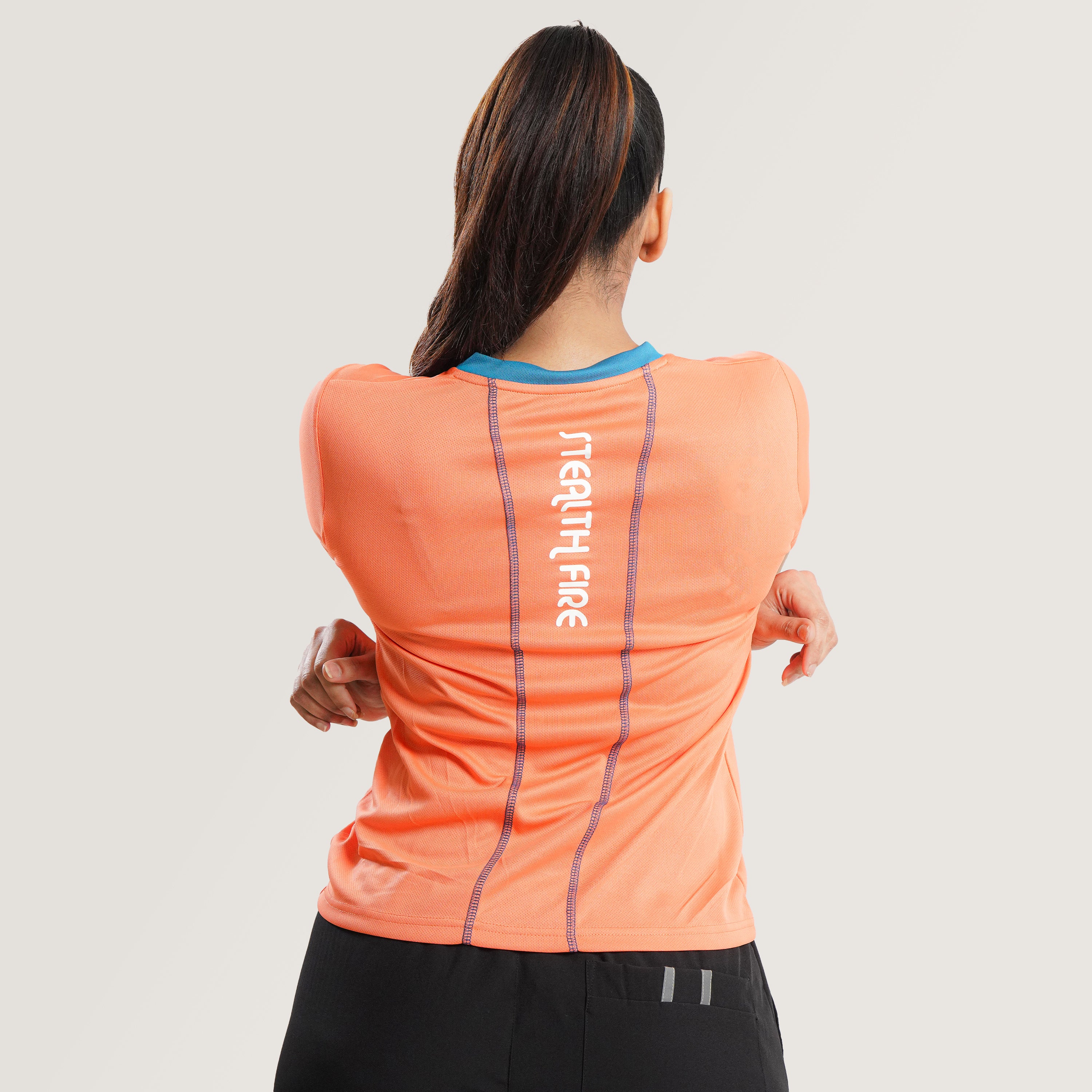 statement Orange T Shirt with back panel Stealthfire