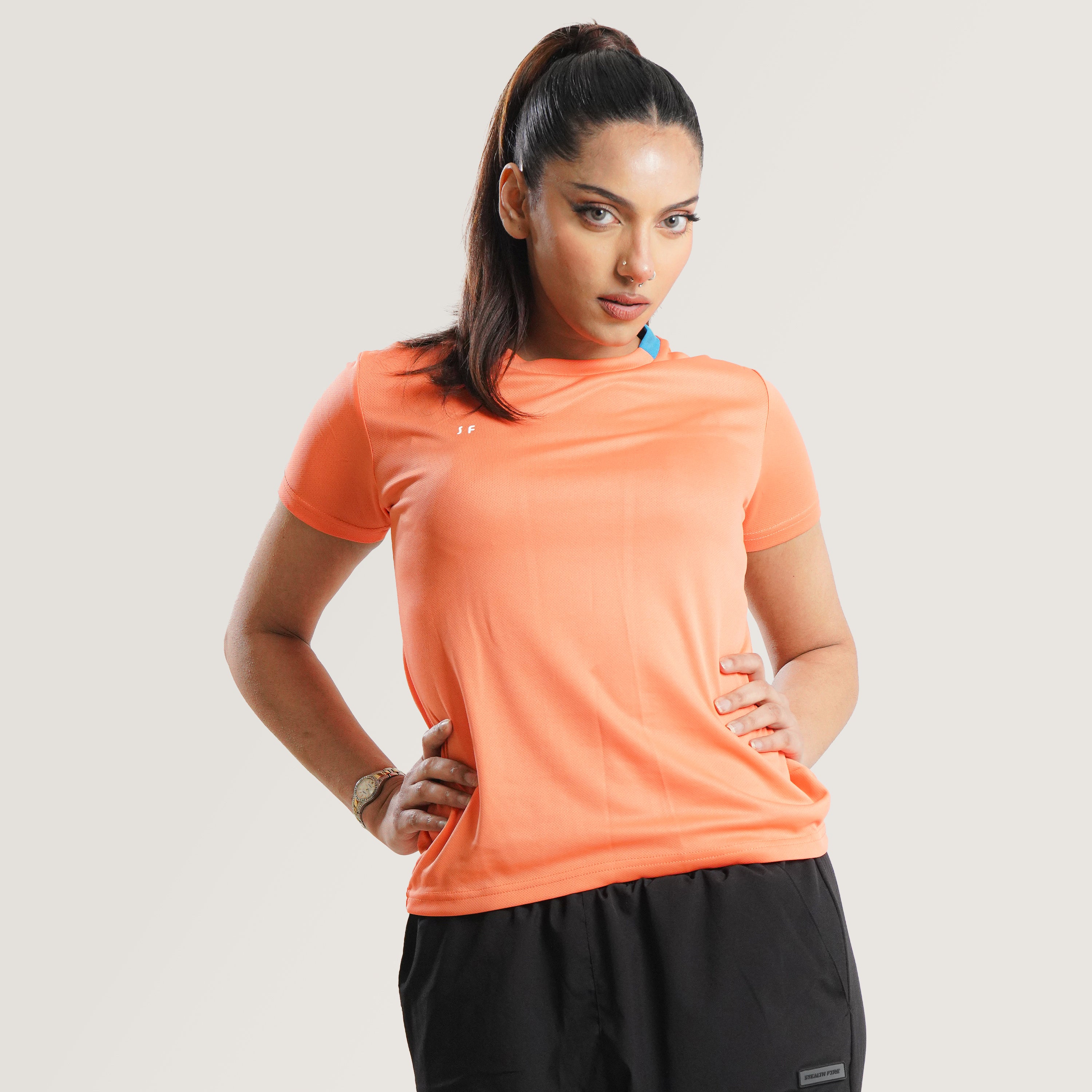 statement Orange T Shirt with back panel Stealthfire