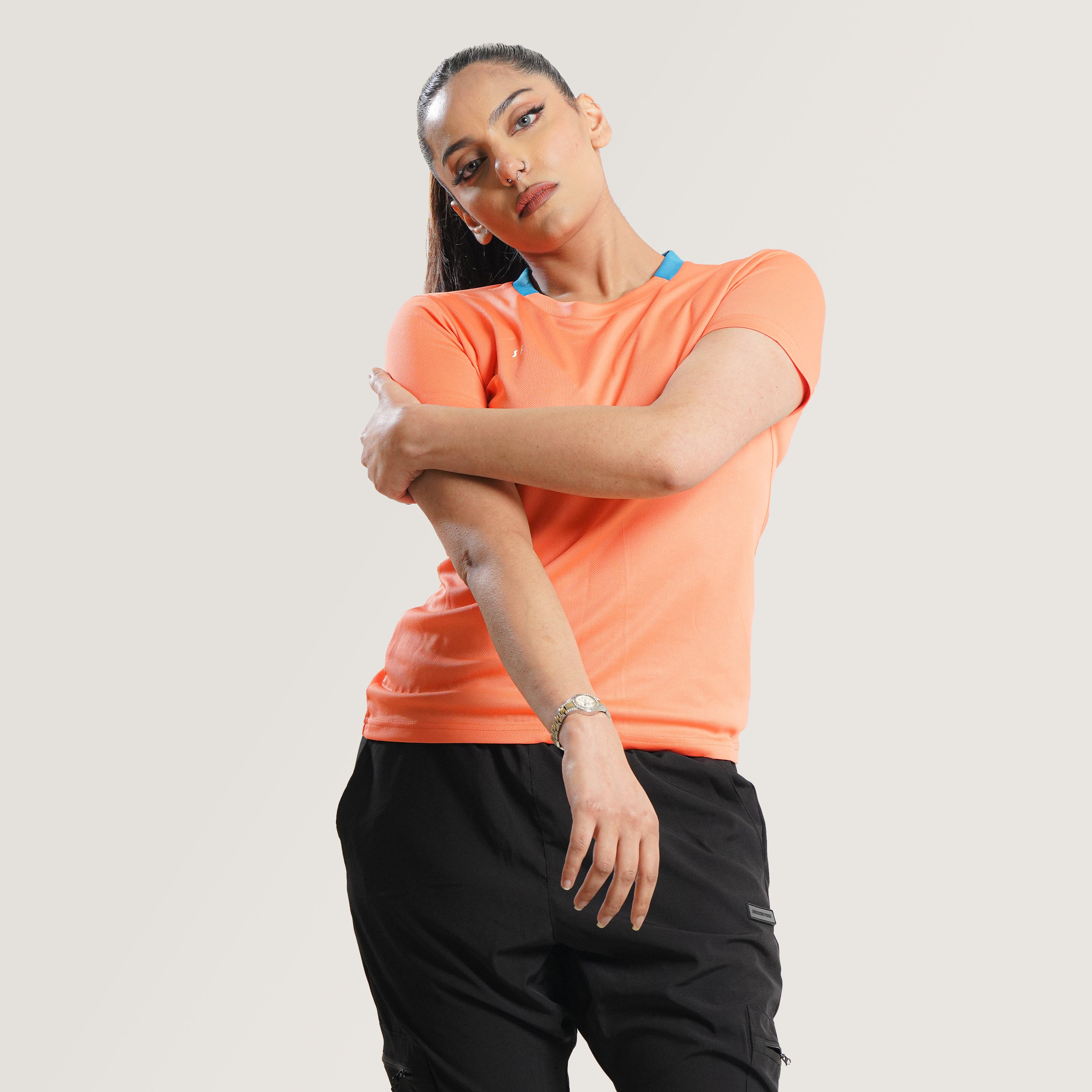 statement Orange T Shirt with back panel Stealthfire