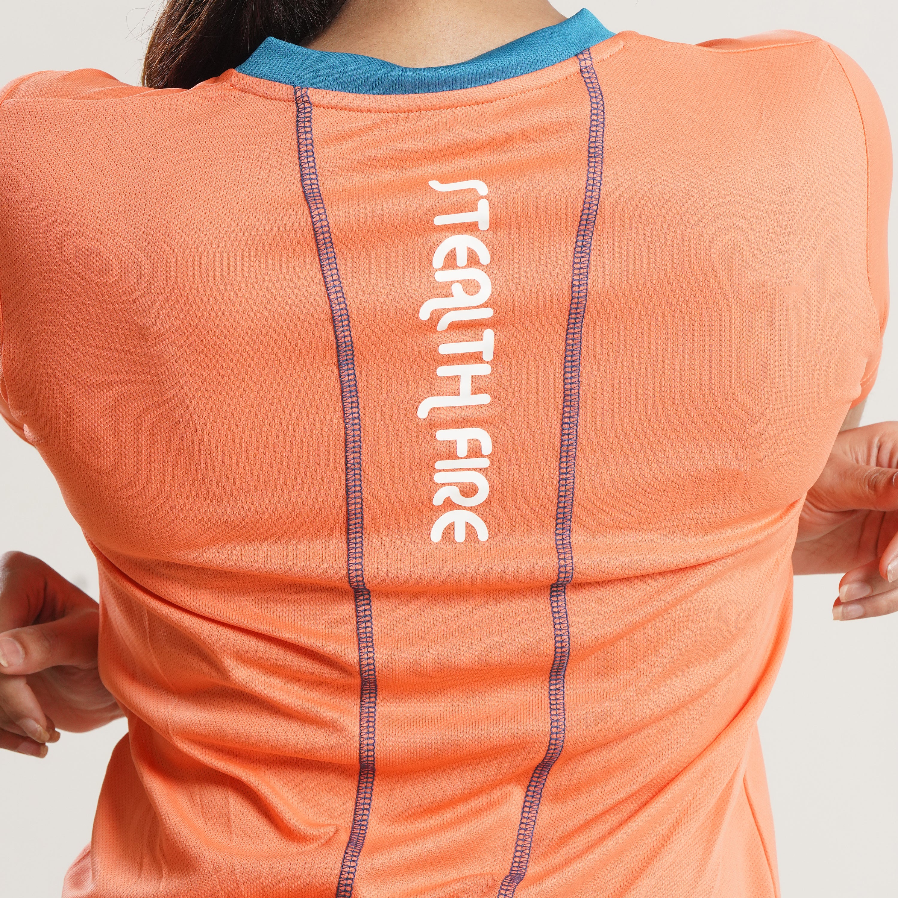 statement Orange T Shirt with back panel Stealthfire