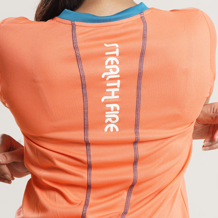 statement Orange T Shirt with back panel Stealthfire