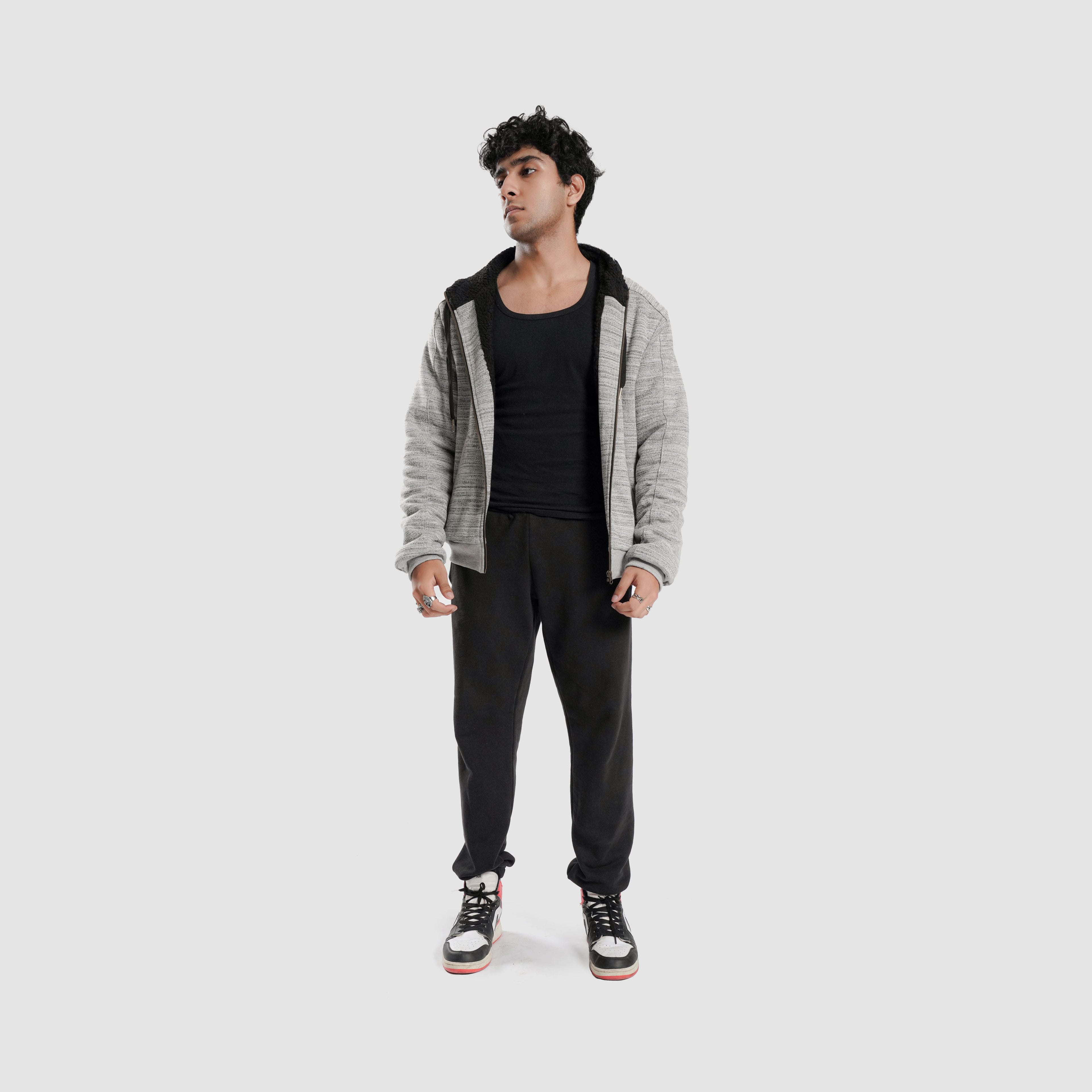Grey hooded jacket with zip Stealthfire
