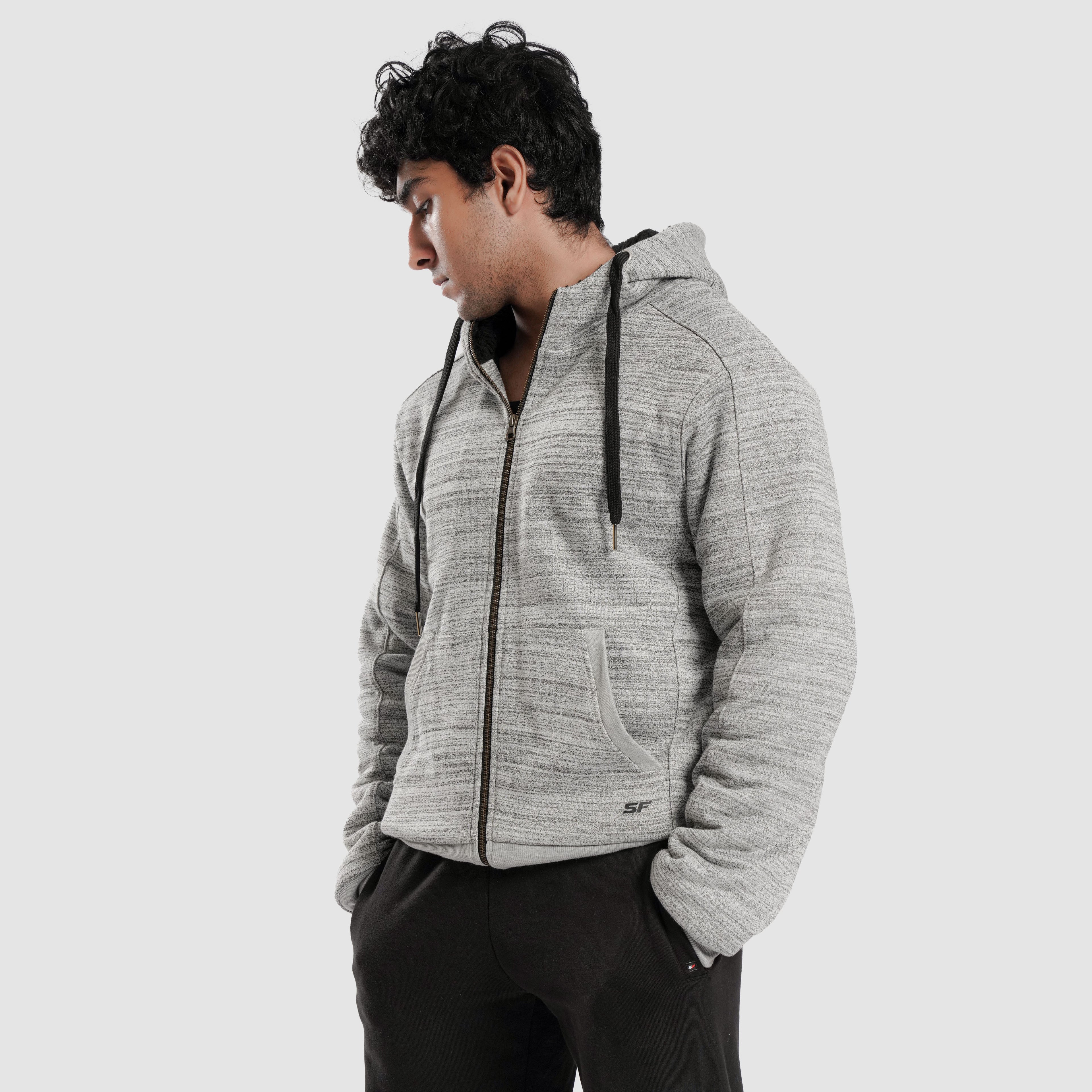 Grey hooded jacket with zip Stealthfire
