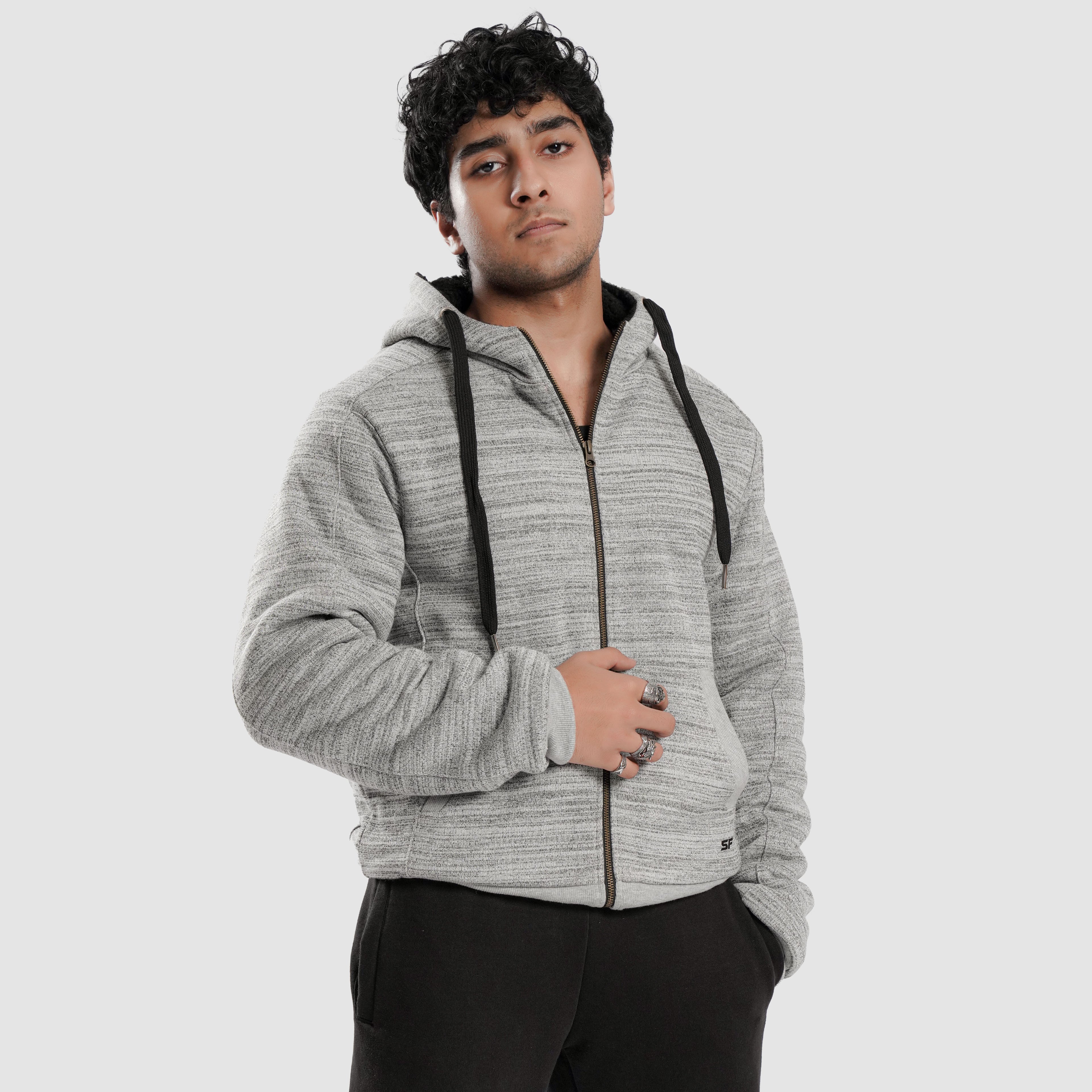 Grey hooded jacket with zip Stealthfire