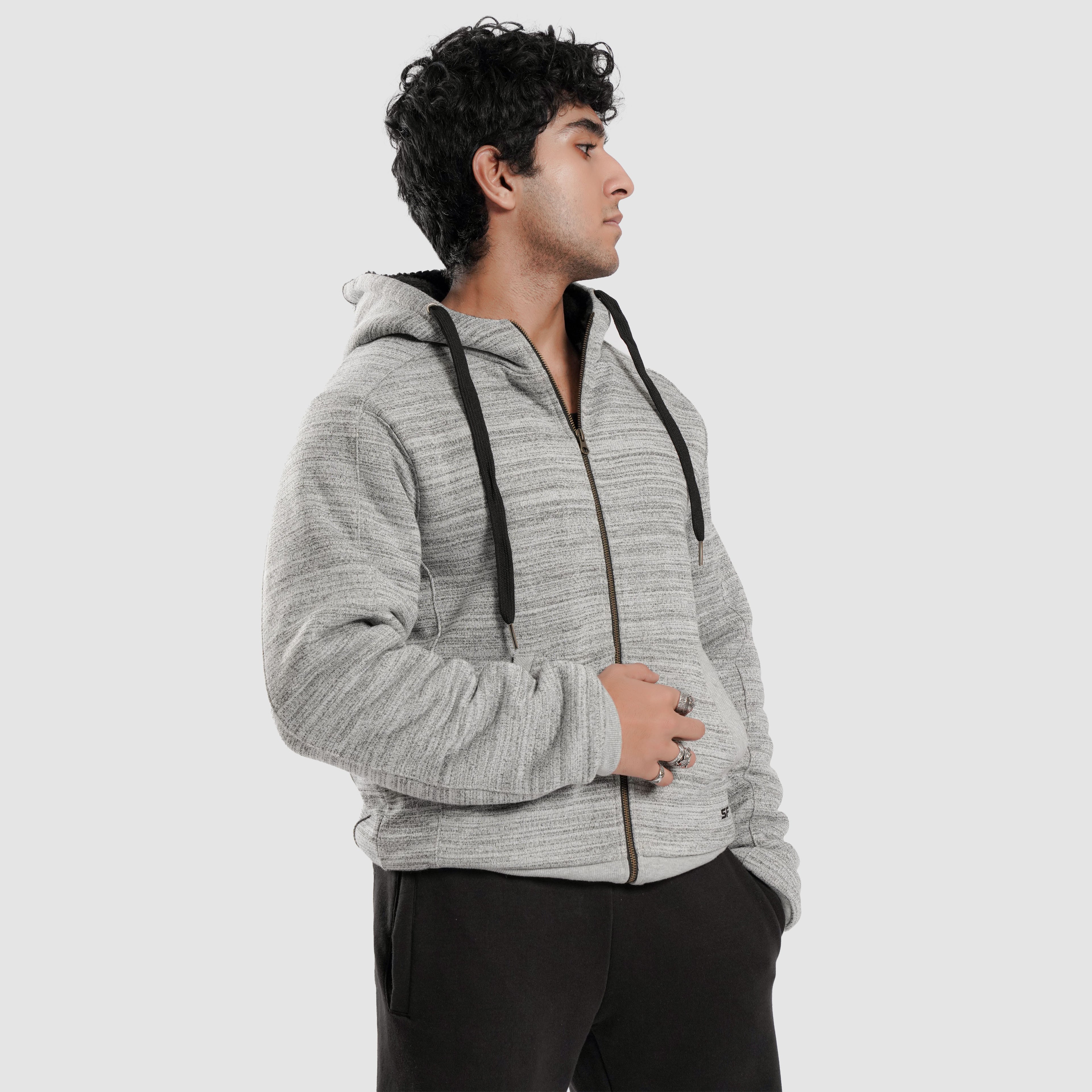 Grey hooded jacket with zip Stealthfire