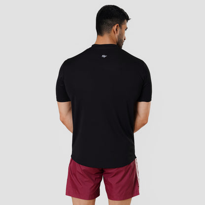 Scoop bottom basic T shirt Black