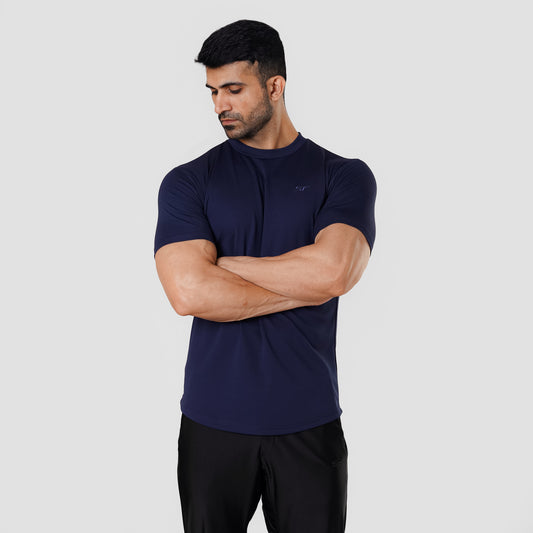 Scoop bottom basic T shirt Navy