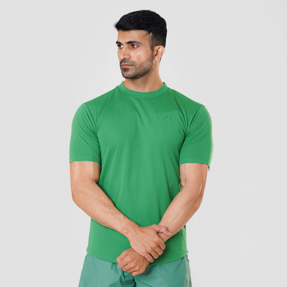 Scoop bottom basic T shirt Green