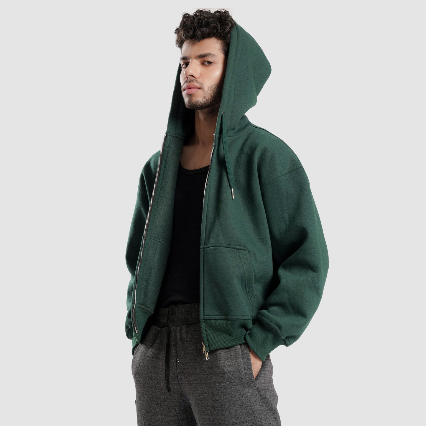 Green hooded jacket with zip Stealthfire