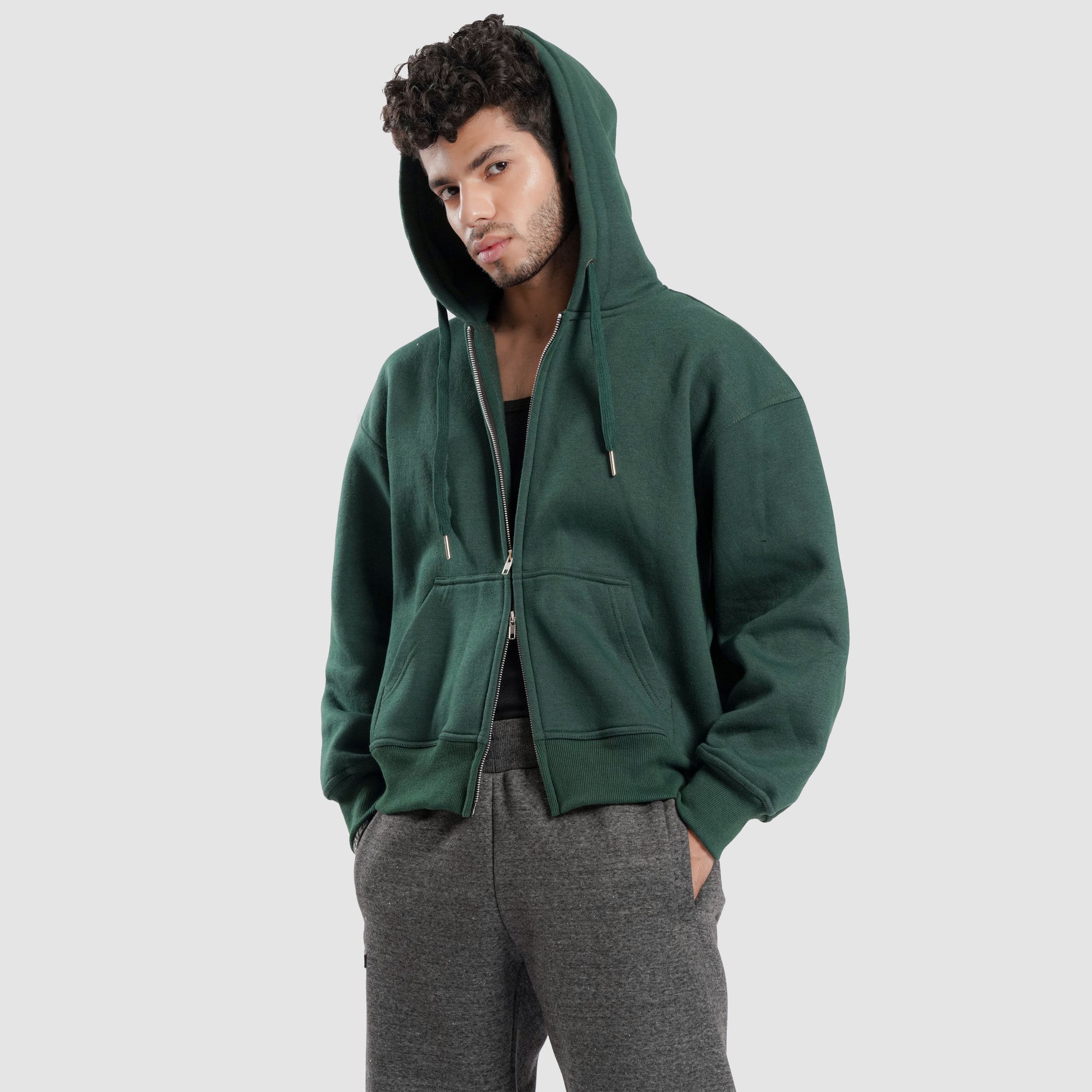 Green hooded jacket with zip Stealthfire